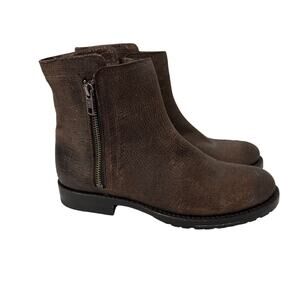 Frye Natalie Double Zip Boots Women's 7 B Dark Brown Textured Leather Ankle